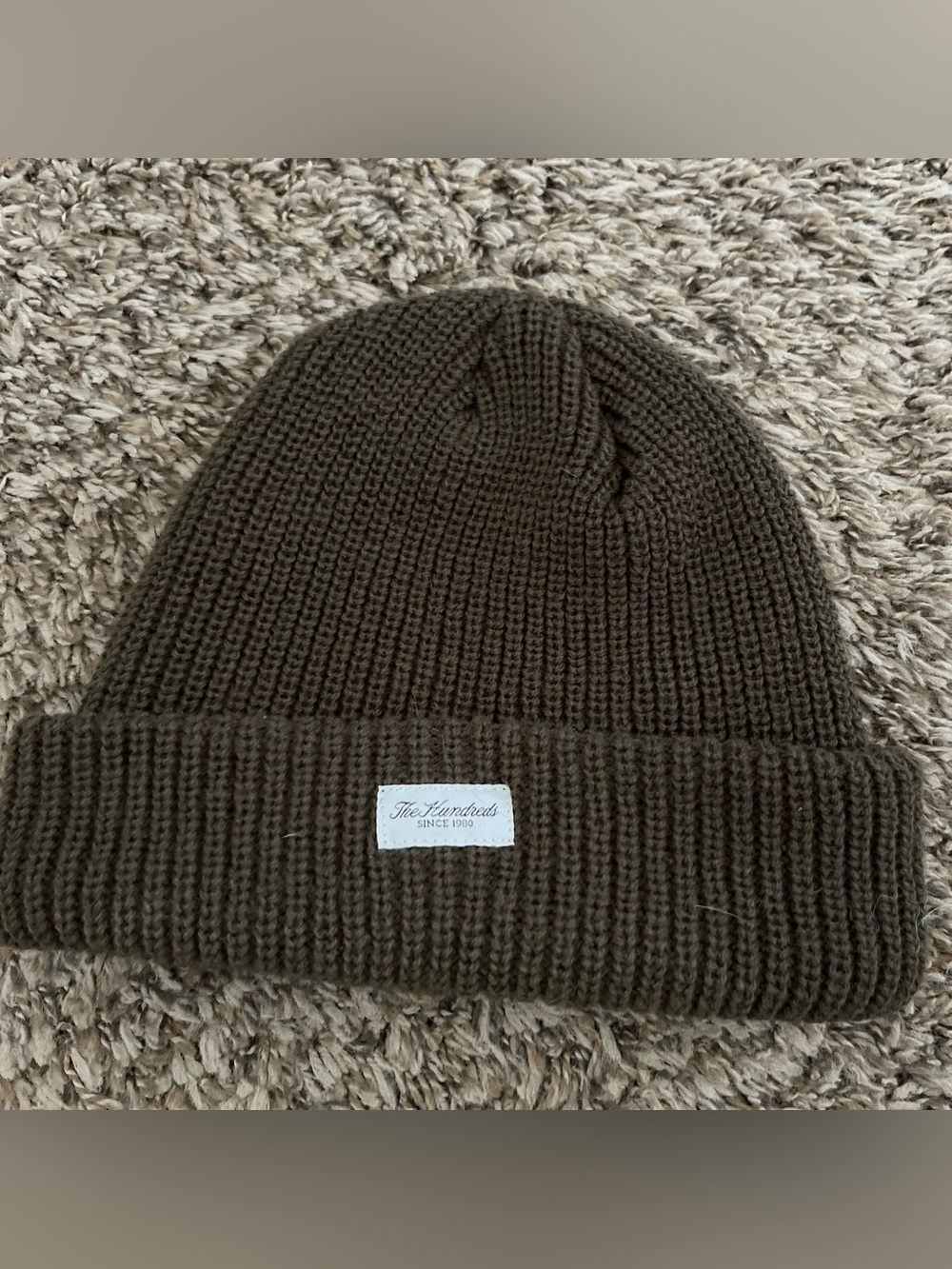 The Hundreds Olive Knit Cuff Beanie with Front Patch